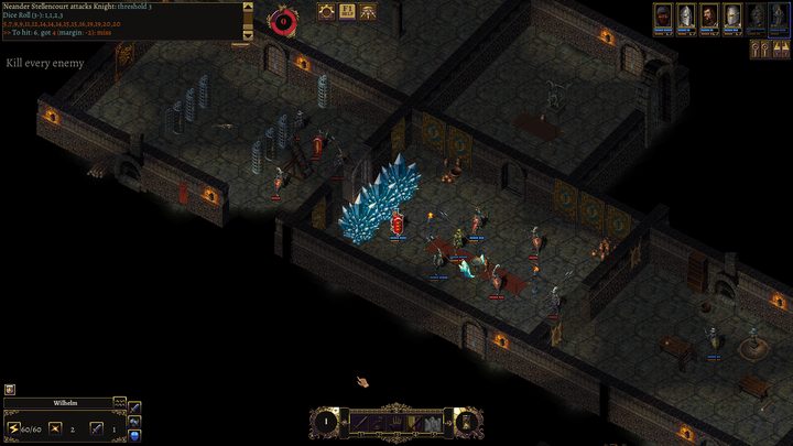 An ice crystal wall splitting a fortress battle