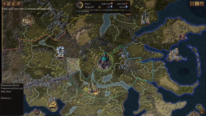 Strategic world map with provinces and the capital citadel